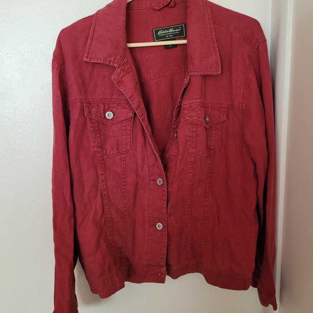 Eddie Bauer Linen Jacket Womens Size XL